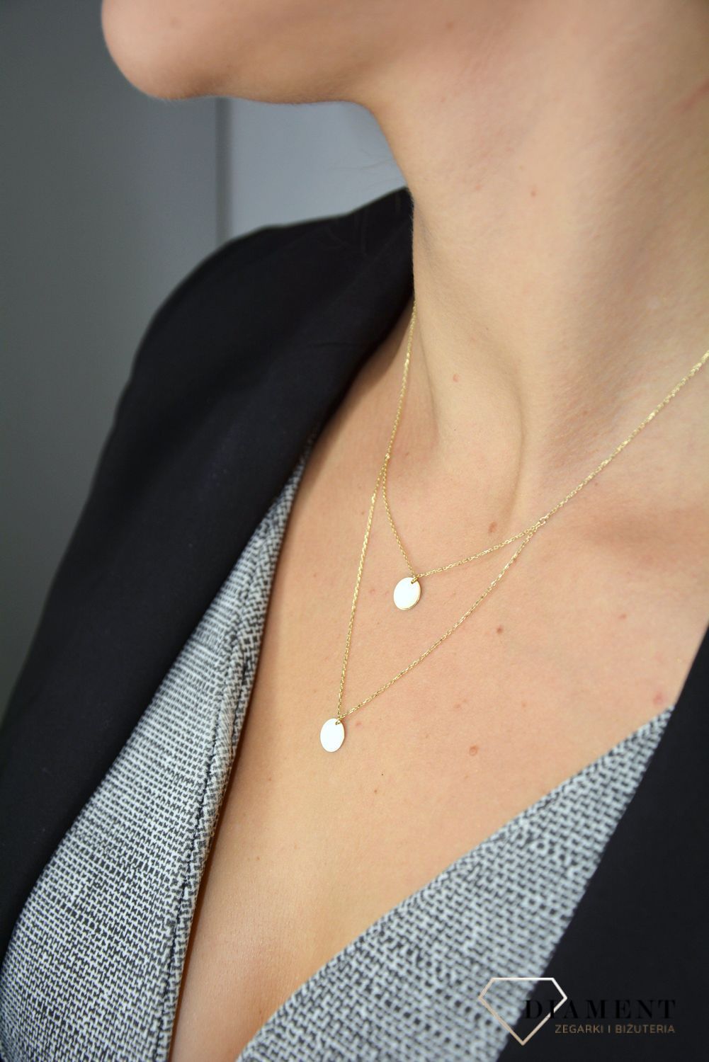 Złoty naszyjnik celebrytka 333 'podwójne gładkie kółeczko'.jpg